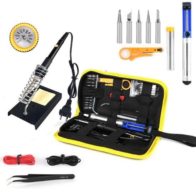 60-W-Lötkolben-Set, einstellbare Temperatur von 200 bis 450 °C, multifunktional, robust, für Zuhause, Heimwerkerarbeiten...