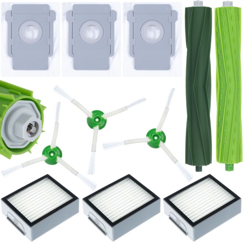 Rosfix Set – Ersatz-Set für iRobot Roomba E/I/J 3x Staubsaugerbeutel, 3x HEPA-Filter, 3x Seitenbürsten, 2x Hauptbürsten ...