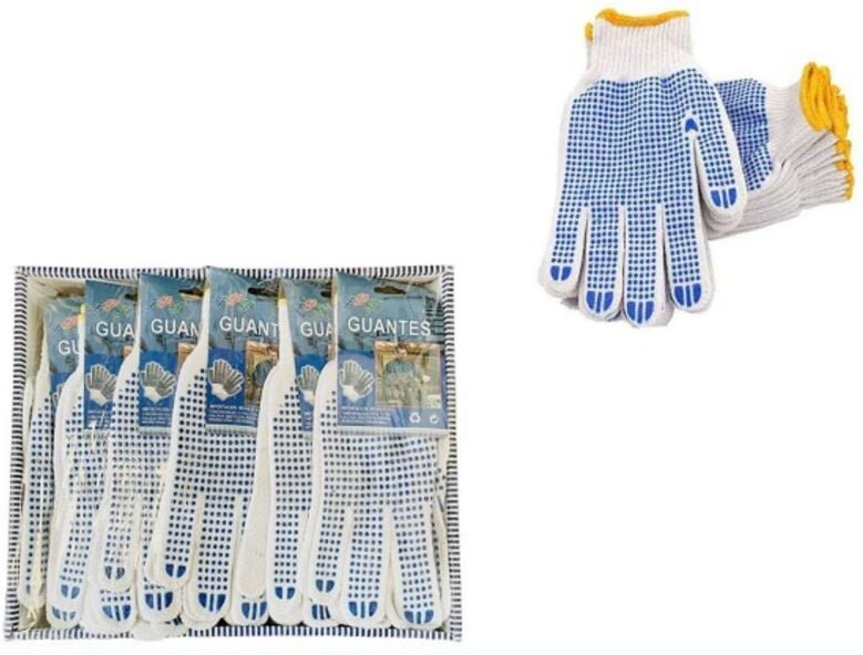 12 Paare Baumwoll-Arbeitshandschuhe mit Anti-Rutsch-Punkten für Männer und Frauen, atmungsaktive Baumwoll-Strickhandschu...