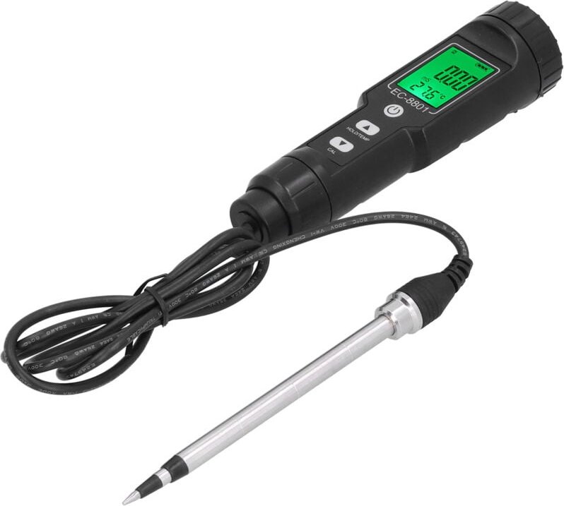 EC-Bodentemperaturmessgerät mit Hintergrundbeleuchtung, tragbares Leitfähigkeitsmessgerät für die Hydrokultur