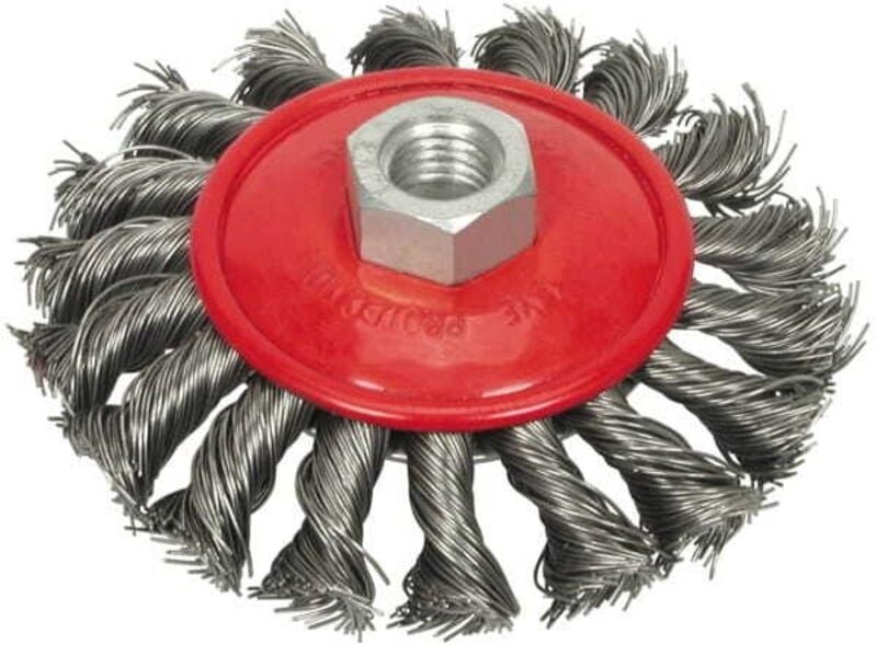 VOREL KONISCHE BÜRSTE 100mm, GEDREHTER DRAHT, GEWINDE, 06977