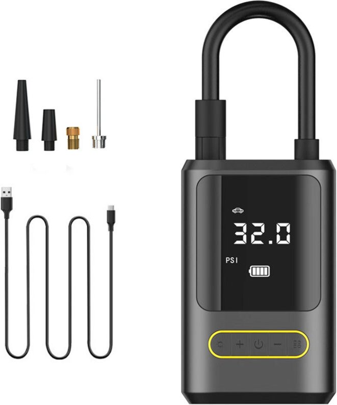 Elektrische Mini-Luftpumpe, tragbarer Luftkompressor-Inflator, 150 psi, kabelloser Reifen, 4000 mAh mit digitalem LCD-Di...