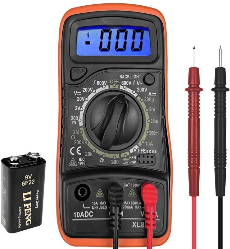 Digitales Multimeter, professionelles elektrisches Messgerät mit LCD-Bildschirm zur Messung von Wechsel- und Gleichspann...
