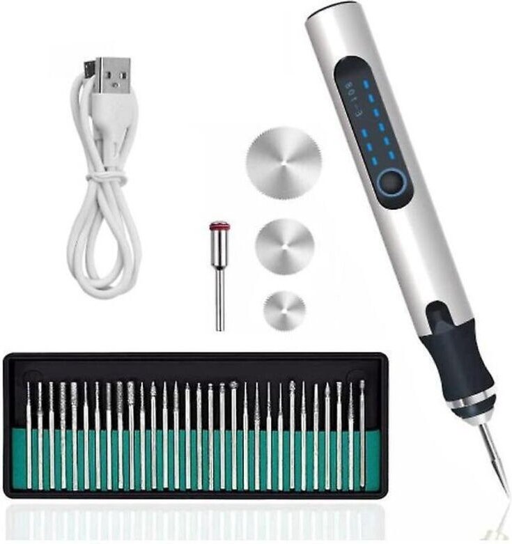 35-Bit-USB-wiederaufladbarer kabelloser Gravierstift – Gravieren von Schmuck, Glas, Holz, Keramik, Metall und Kunststoff