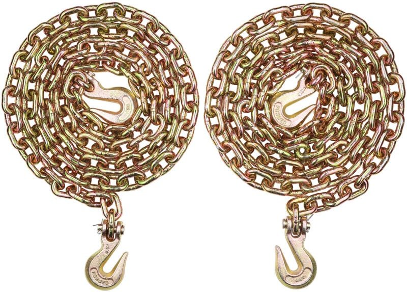 VEVOR G80 Transport-Binderkette, 3/8 Zoll x 10,3 Fuß, 2er-Pack Abschleppkette mit Gabelkopf-Greifhaken, 7100 lbs sichere...