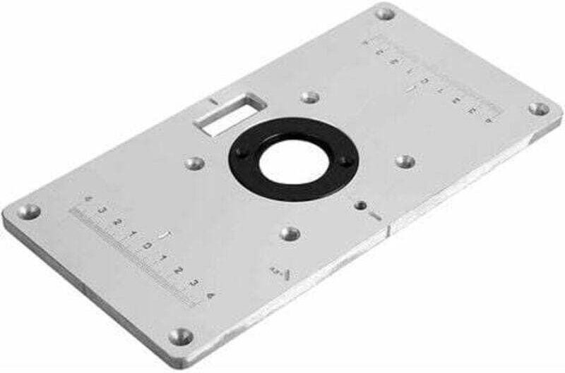Piastra di inserimento per tavolo fresatrice in alluminio con 4 anelli e viti per banchi da falegnameria 235 120 8 mm