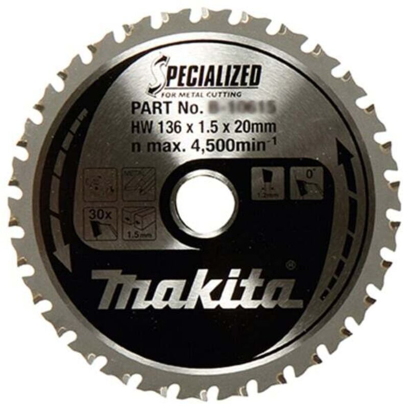 B-47008 Specialized TCT-Kreissägeblatt 150 x 20 mm, 52 Zähne, Metall - Makita