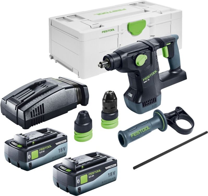 Khc 18 EB-Basic Akku Kombihammer 18 v 2,6 j SDS-Plus Brushless + 2x Akku 8,0 Ah + Schnellladegerät + Systainer - Festool