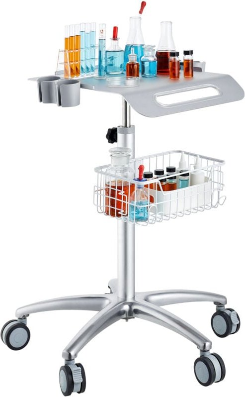 Medizinischer Wagen, Salonwagen mit Rädern, Mobiler Rollwagen 68-109 cm Höhenverstellbar, Salonstationen aus Metall für ...
