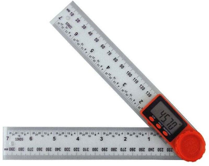 Transparenter digitaler Winkelmesser (200 mm), 2-in-1-Digitalwinkelmesser mit LCD-Anzeige und Prüffunktion