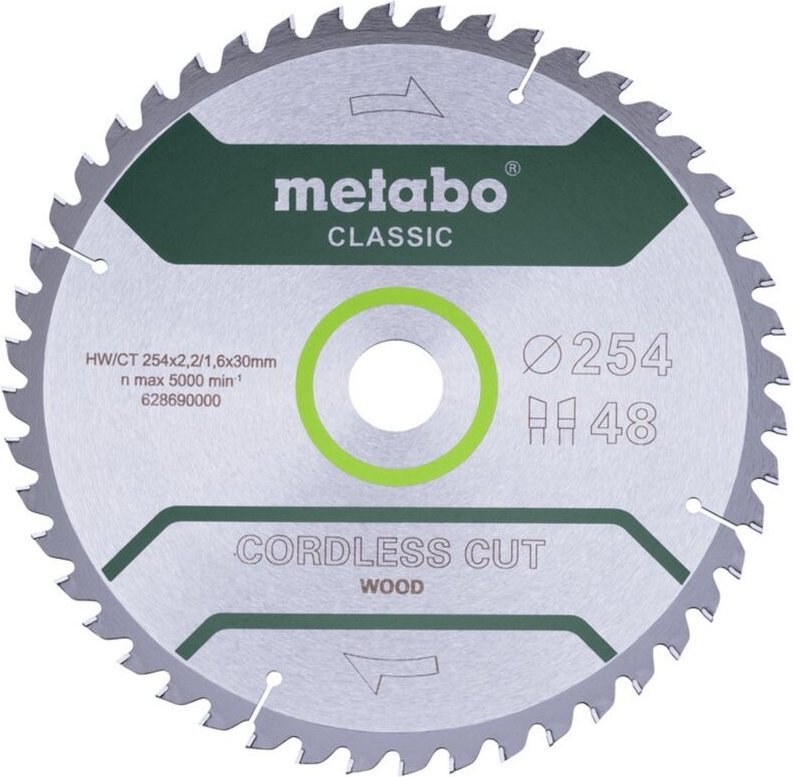Metabo Sägeblatt cordless cut wood - classic, 254x30 Z48 WZ 5° /B