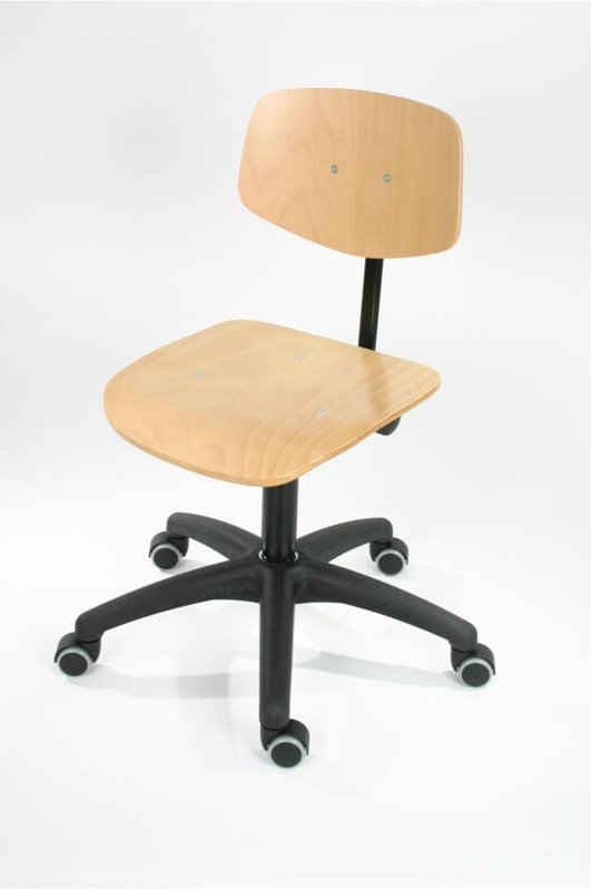 Arbeitsstuhl mit Rollen Sitzhöhe 450-640 mm Buche natur - Stier