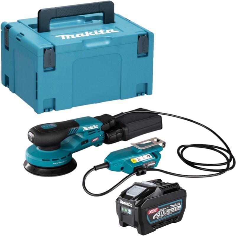 Makita BO 001 CGT101 Akku Exzenterschleifer 40 V max. 125 mm 5,0 mm Hub Brushless + 1x Akku 5,0 Ah + Makpac - ohne Ladeg...