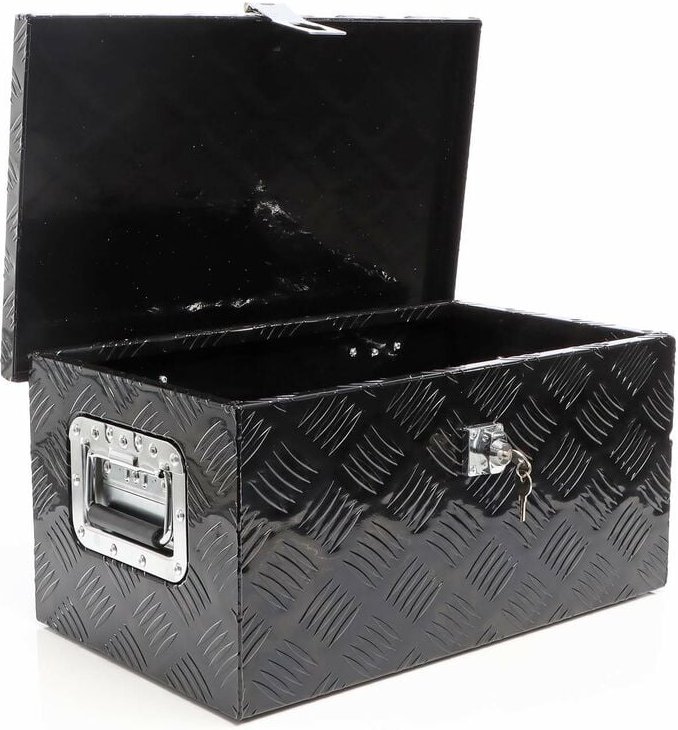 Werkzeugbox Alu 50,8x30,5x24 cm Schwarze Transportbox, Werkzeugkiste inkl. Schlüssel, Alubox mit Handgriffen, großzügige...