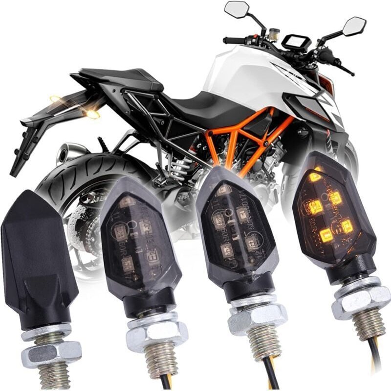4 Stück Mini-LED-Motorrad-Blinker, Lampe, wasserdicht, zugelassen, vorne und hinten, Blinker, universell, 12 V, kompatib...