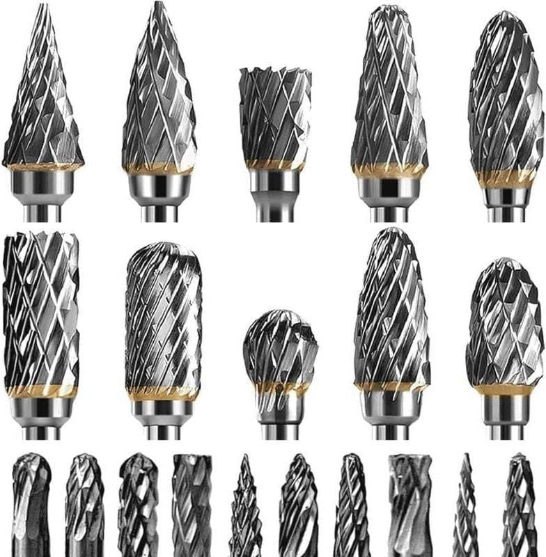 20-teiliges Hartmetall-Fräserset, Wolframstahl-Rotationsfräser, 1/8"-Größe, für Holzbearbeitung und Polieren