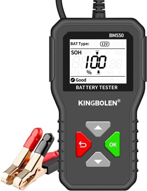 6V 12V 24V Autobatterietester, BM550 100-2000 CCA 2-200Ah Kfz-Lichtmaschinentester Digitaler Batterieanalysator für