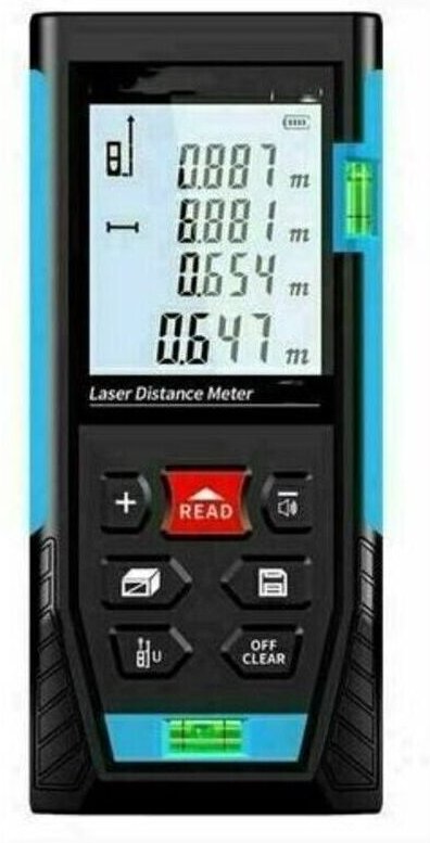 50-m-Laser-Entfernungsmesser, Laser-Messgerät, berechnet Distanz, Fläche, Volumen, Pythagoras-Funktion, speichert 99 Dat...