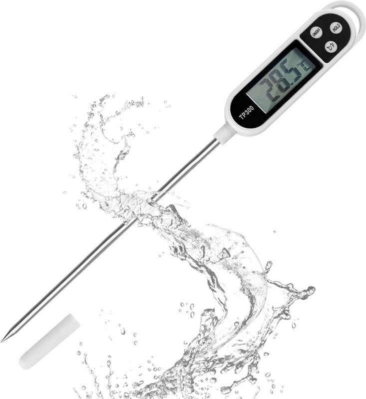Küchenthermometer mit LCD-Anzeige, digitales Thermometer mit langer Sonde, hohe Präzision, sofortige Messwertanzeige
