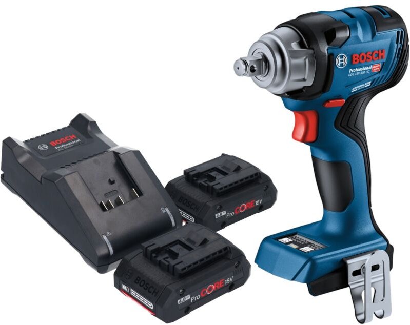 Bosch GDS 18V-330 HC Professional Akku Schlagschrauber 18 V 330 Nm 1/2" Brushless + 2x ProCORE Akku 4,0 Ah + Ladegerät