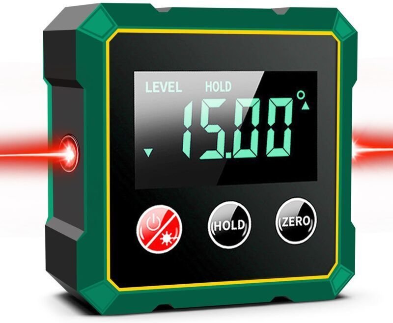 Digitales Neigungsmessgerät mit Laser, starkem Magnetfuß, hintergrundbeleuchtetem LCD-Display und wiederaufladbarer USB-...