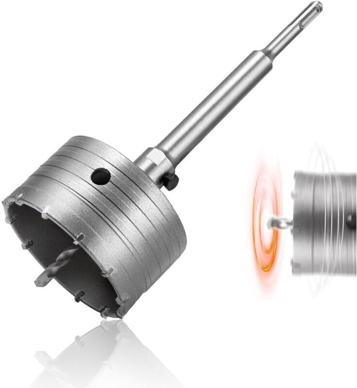 100-mm-Trockenkernbohrer für Beton, mit SDS-Plus-Bohrer und Zentrierbohrer, 100-mm-Betonkernbohrer