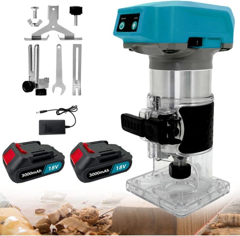 Teetok - Kabelloses elektrisches Handoberfräsenwerkzeug, kompatibel mit Makita 18-V-Akku, bürstenloser Oberfräsen-Trimme...