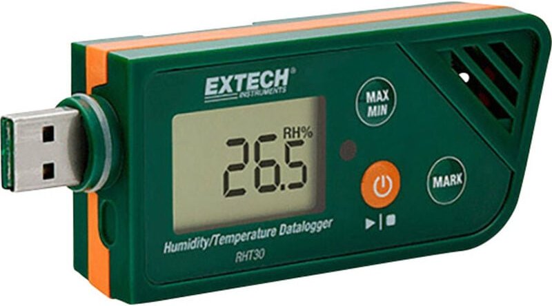RHT30 RHT30 Multi-Datenlogger Messgröße Luftfeuchtigkeit, Temperatur -30 bis +70 °c 0.1 bis - Extech