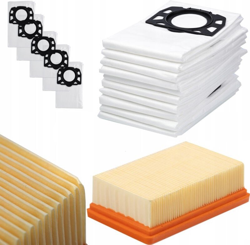 Rosfix Set Staubsaugerbeutel MV-WD – Ersatz für Nass-/Trockensauger Kärcher WD2–WD6, MV2–MV6 5-lagige Mikrofaser Filter ...