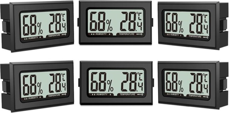 Set mit 6 digitalen Thermometern und Hygrometern mit LCD-Bildschirm für den Innenbereich, Büro, Wohnzimmer und Weinkelle...