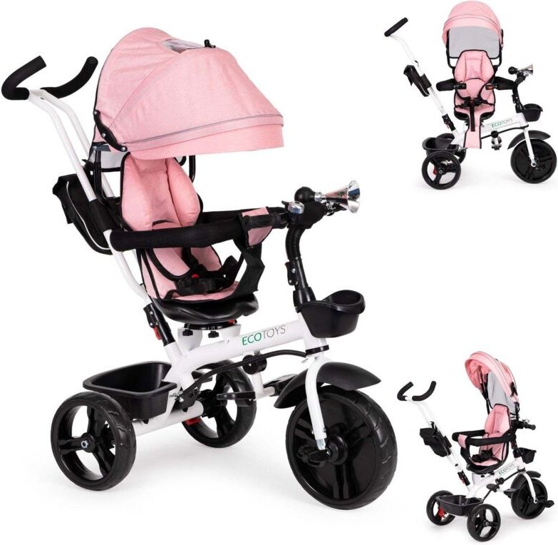 Dreiradkinderwagen 360 Drehsitz Rosa