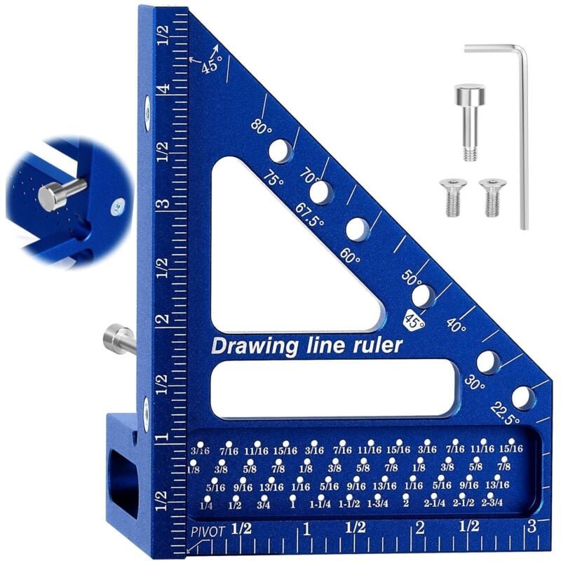 3D-Mehrwinkellineal – 22,5–90° Aluminium-Winkelmesser für Zimmerleute