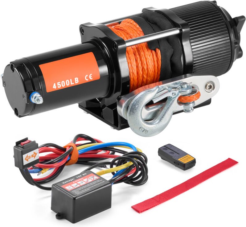 Mophorn 4500 lb elektrische Seilwinde, 12 V DC, ATV/UTV-Abschleppen, 39 ft synthetisches Seil, IP55 wasserdicht, Alumini...