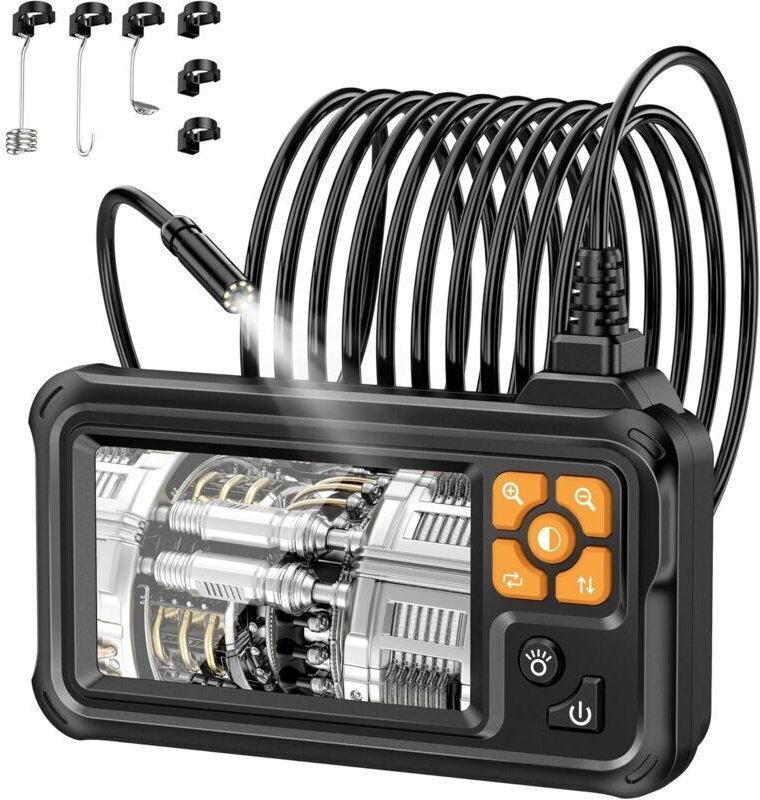 Vtizikl Endoscope numérique Industriel HD 1080p, caméra d'inspection endoscopique IPS 4,3 Pouces avec sonde d'égout étan...