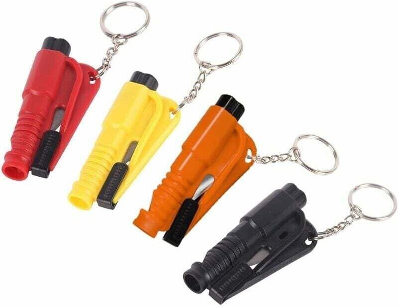 4-teiliges Schlüsselanhänger-Rettungswerkzeugset, Notfallhammer, Autoscheibenbrecher, Sicherheitshammer, Gurtschneider, ...