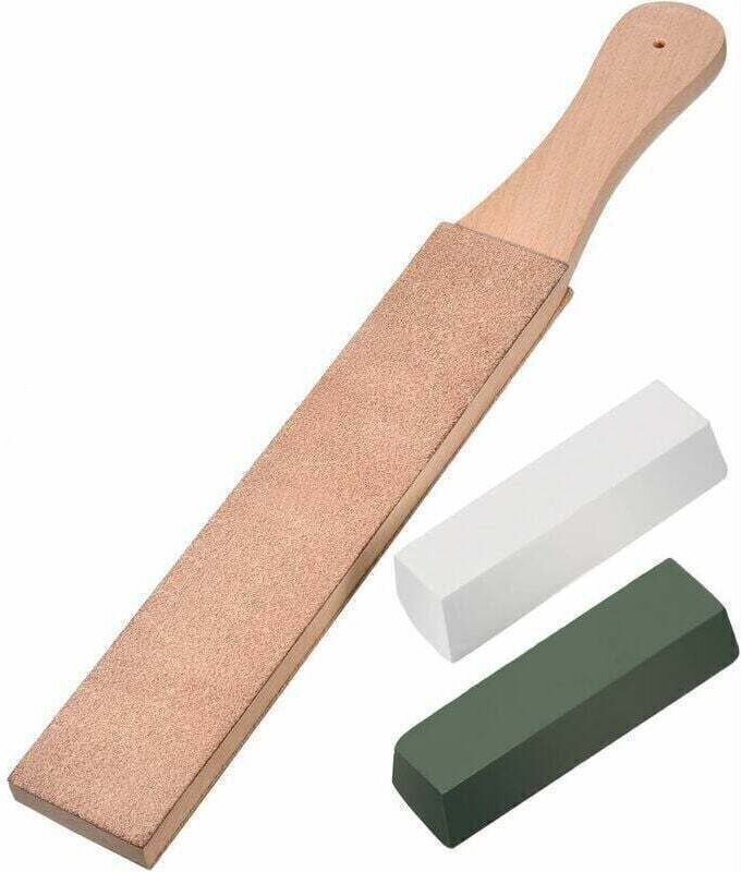 Lederriemen-Set, doppelseitiger Lederriemenblock mit weißen und grünen Polierpasten (große Größe)