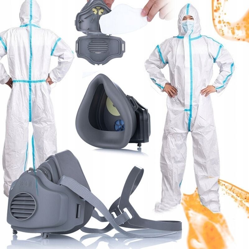 Rosfix Set – Schutzmaske KN95 und Einweg-Maleranzug 185cm Länge, Ergonomisch, Leicht Für Malerarbeiten Atemschutz und Sc...