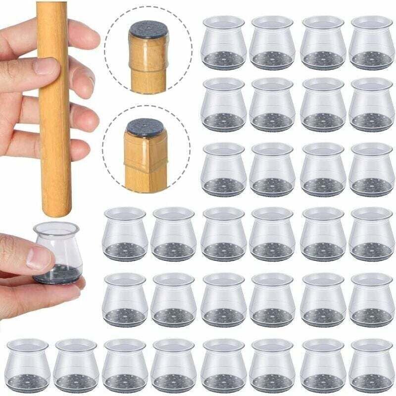 32-teiliges Set transparenter Silikon-Stuhlschoner, XU, kleine Fußpads mit Filzgleitern, zur Verwendung auf Fliesen - KZ...