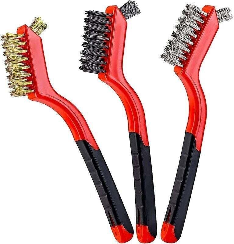 Set aus 3 Drahtbürsten, kleine Drahtbürsten zur gründlichen Reinigung von Rost, Schmutz, Farbabrieb und schwer zugänglic...