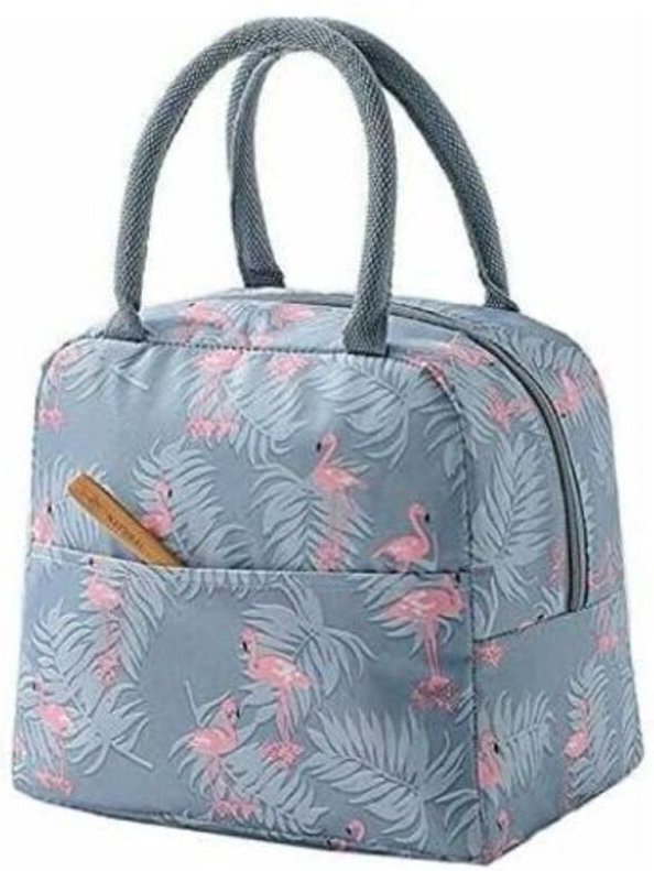 1 leichte Lunchtasche, 6 L, Grau mit Flamingo-Muster, kleine Kühltasche, für Arbeit, Outdoor-Aktivitäten, Schulausflüge ...