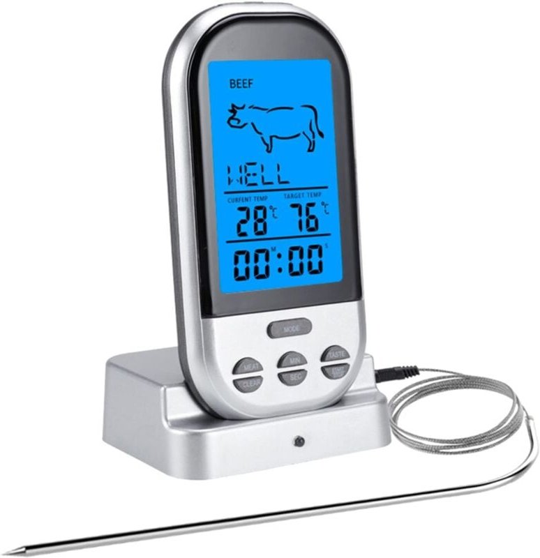 Lebensmittelthermometer, ABS + Edelstahl-Grillthermometer, für den heimischen Grillofen