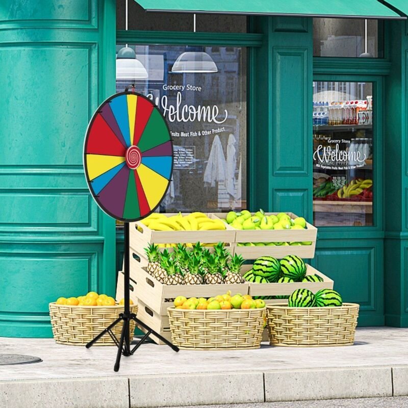 76 cm langes gewinnspielrad hohenverstellbares lotterierad mit stander beschreibbares glucksrad