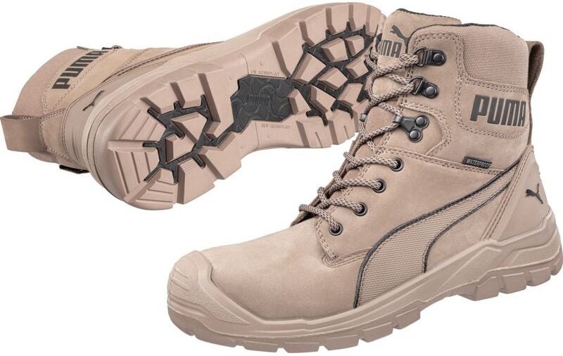 Puma - Sicherheitsstiefel conquest stone high Gr.45 stone S3 ci hi hro src din EN20345