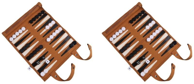 2X Backgammon-Brettspiel, Tragbare Backgammon-Sets für Erwachsene, Reisespiele, Rollendesign für Erwachsene, Puzzle-Spie...
