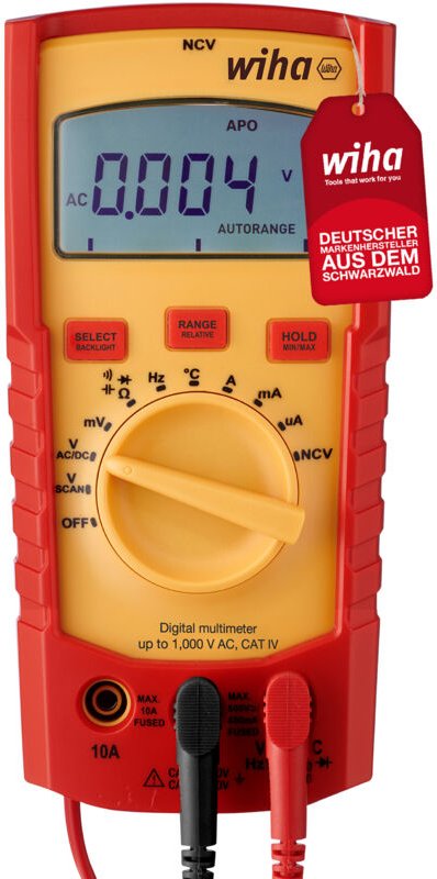 Wiha - Digitales Multimeter bis 1.000 v ac, cat iv inkl. 2x AAA-Batterien i mit True-RMS Funktion i LCD-Anzeige (45215)