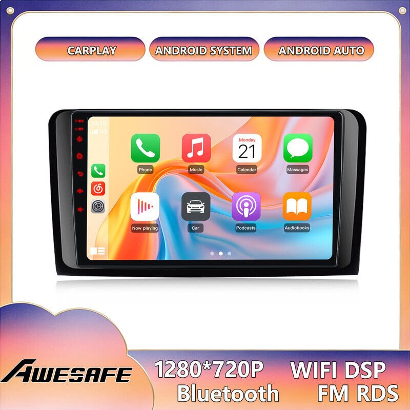 AWESAFE Android 13 Autoradio 2GB+64GB für Benz W164 X164 ML GL 9" Touchscreen mit CarPlay GPS Bluetooth Android Auto