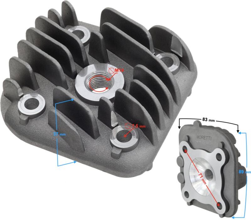 Moretti Zylinderkopf für 2-Takt 50cc Roller 1PE40QMB