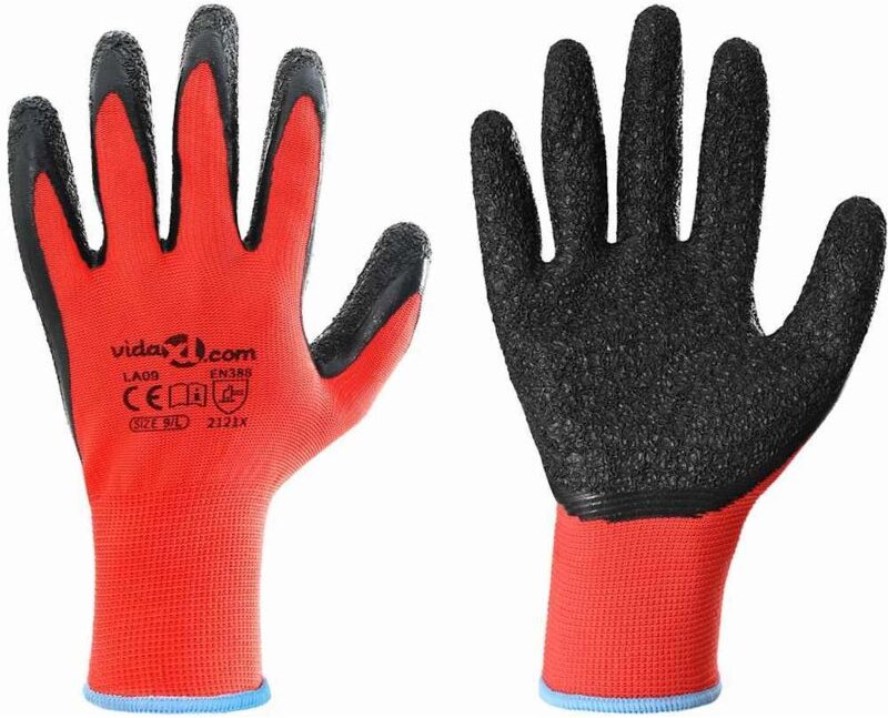 Arbeitshandschuhe 24 pcs Rot und Schwarz 9 / l Latexbeschichtung vidaXL