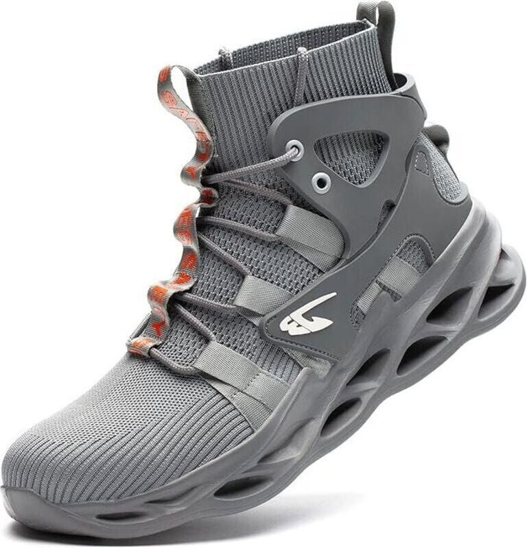 Leichte, atmungsaktive Sicherheitsschuhe mit Stahlkappe für Damen und Herren, Größe S3, Grau, EU 45, 27,5 cm, AAFGVC