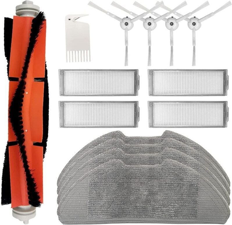 Hauptbürste, Reinigungstücher, Hepa-Filter, Seitenbürste